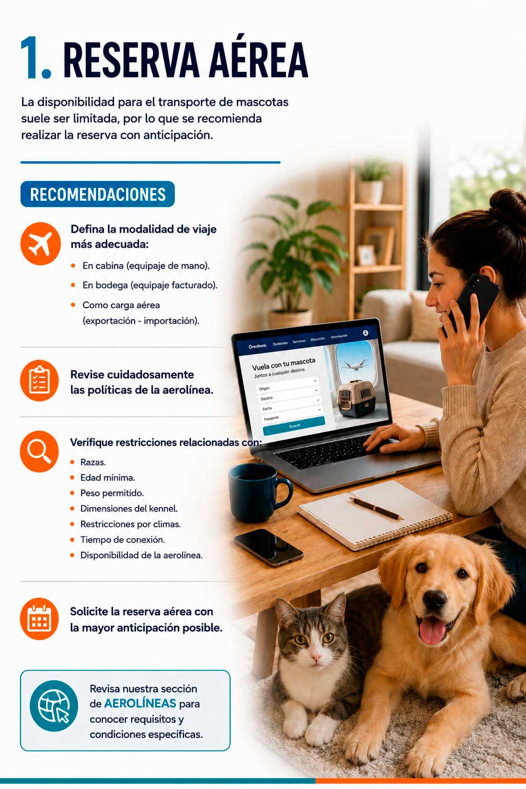 Reserva aérea para mascotas